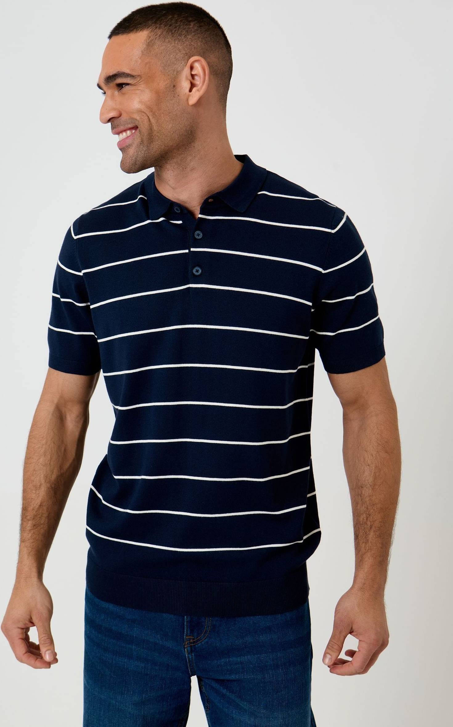 Threadbare Ribbed Randig Stickad Pikétröja