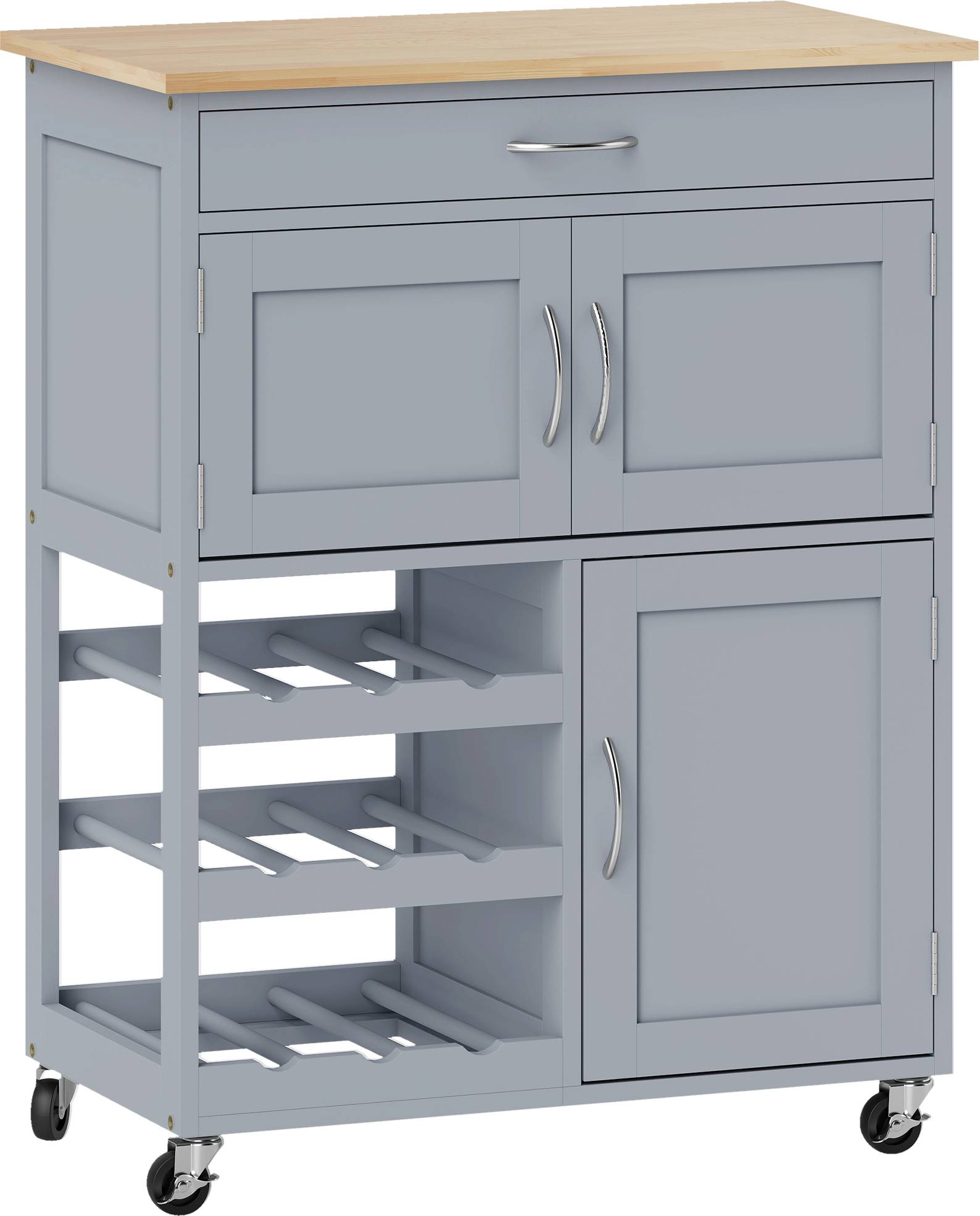 Homcom Modern Kitchen Rolling Island Cart Trolley Table