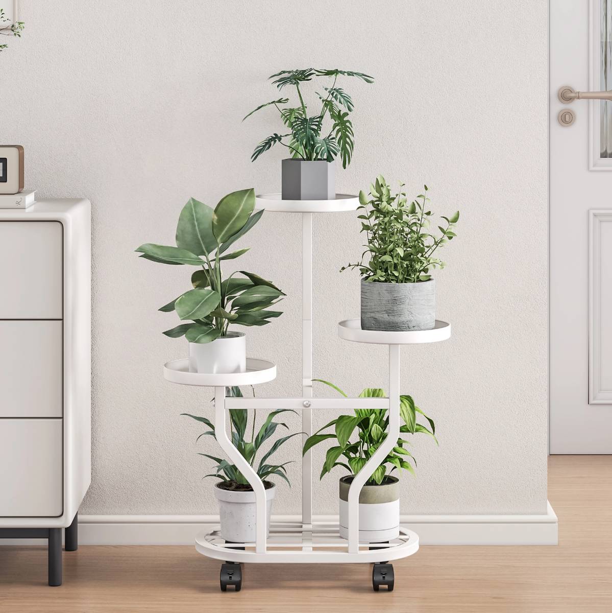Plant stand indoor Temu Four-Level Plant Display With Wheels Metal Rack