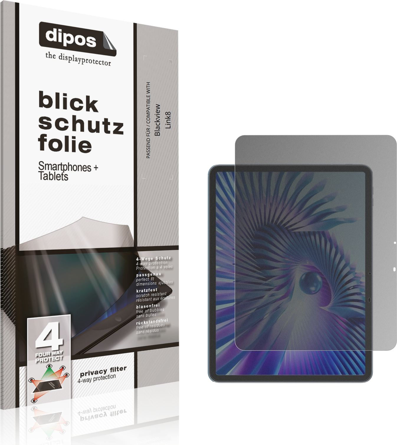 Dipos Blackview Link8 Privacy Filter Screen Protector