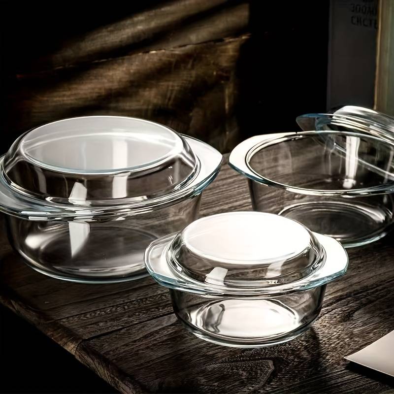 Baking tray set Temu 3pcs Multi Functional Glass Baking Tray Set