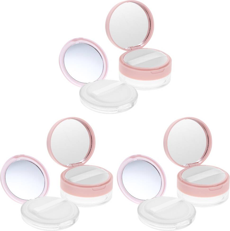 Compact Pink Plastic Loose Powder Storage Case