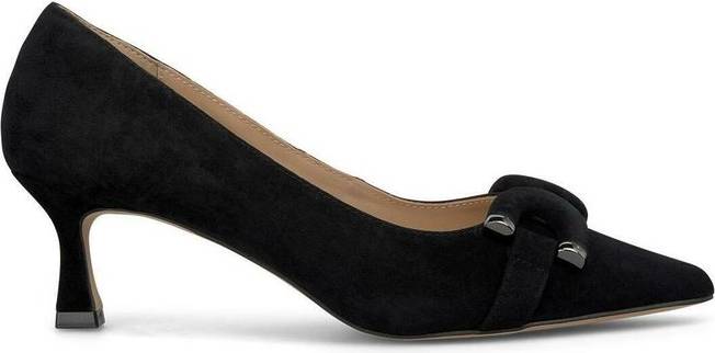 Alma en Pena Square Rhinestone Clasp Pump Leather - Sort