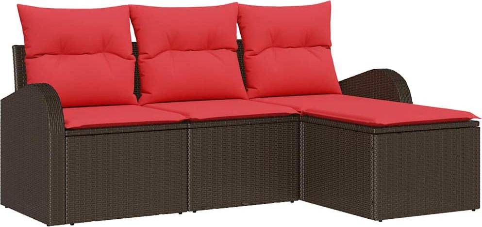 Rattan lounge set Gartensofa Set Braun Poly-Rattan Lounge-Set