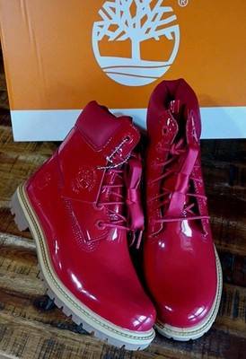 Timberland 6-Inch Boot Imperméable Premium Cuir Verni - Rouge