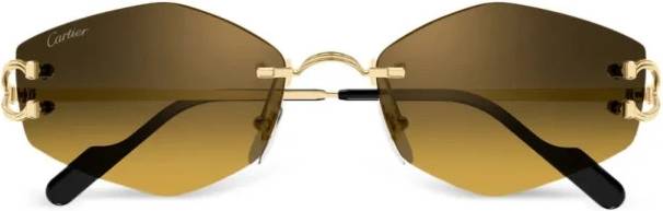Cartier Rimless Square Solbriller Uld - Gul