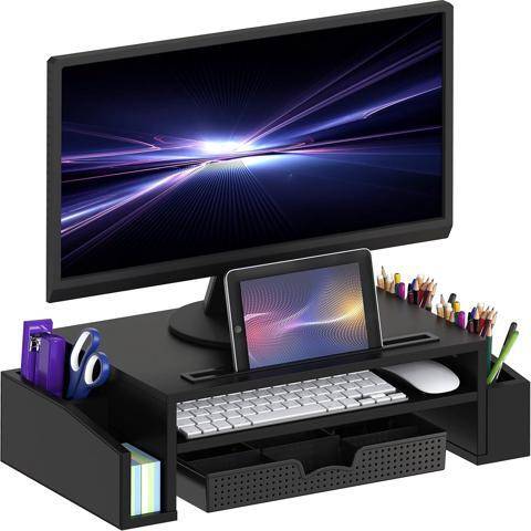 Laptop desk Simple Houseware Desk Monitor Stand Riser Adjustable Organizer Tray