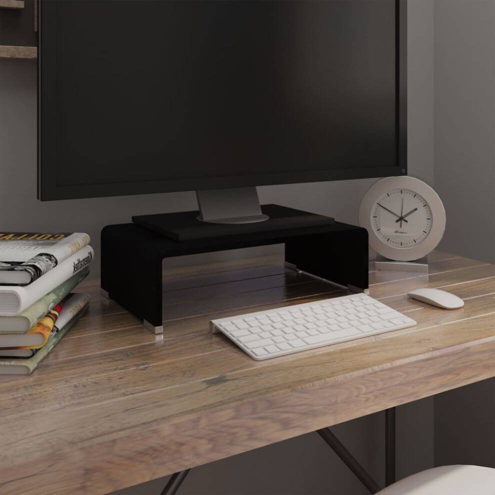 Berkfield TV Stand Monitor Riser Glass
