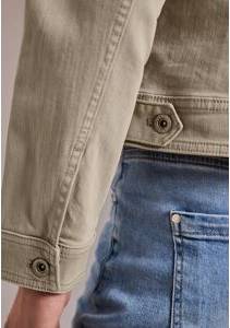 Jeansjacke Rundhals Beige Washed