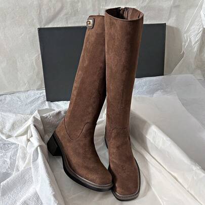 Fall Winter Mid-Heel Knee-High Riding Boots