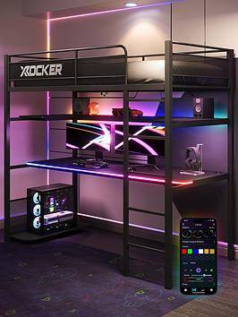 Gaming high sleeper bed X-Rocker Battlebunk Rgb Single High Sleeper Bed