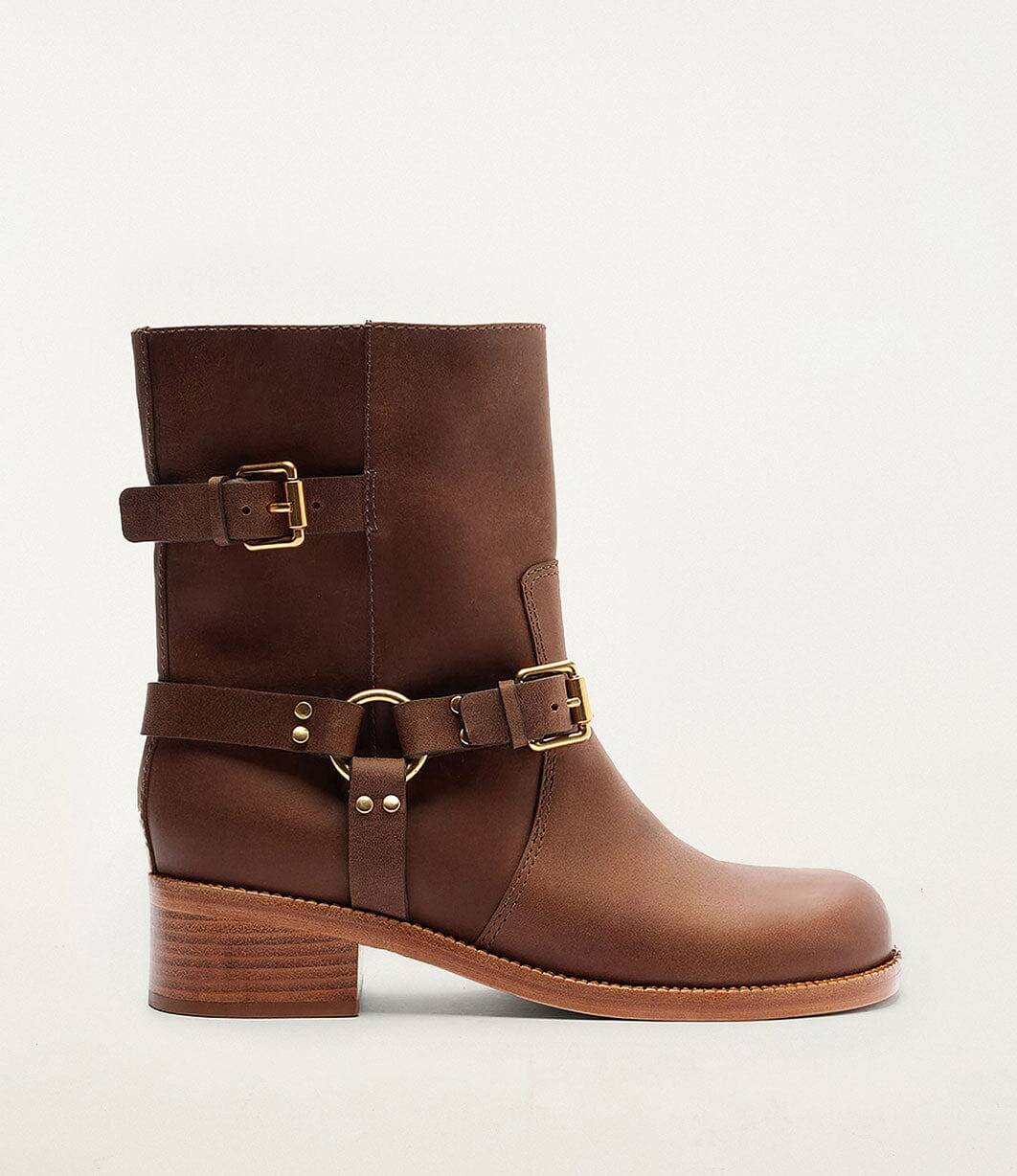 Farm Rio Distressed Leather Boot - Walnut