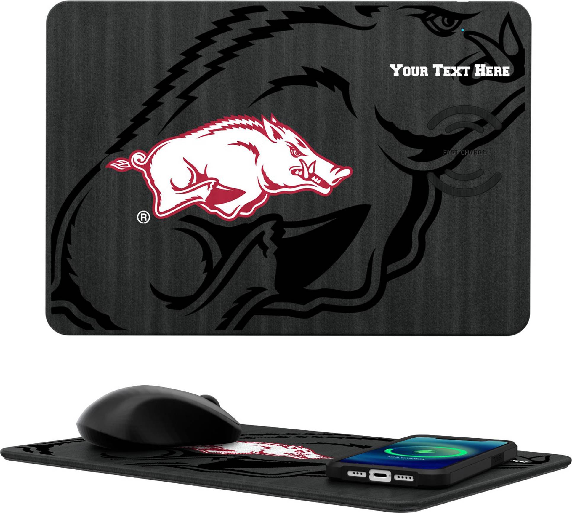 Keyscaper Arkansas Razorbacks 15W Wireless Charger Mouse Pad