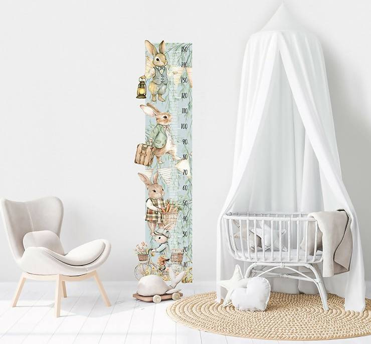 Live Vida Rabbit Height Chart Wall Sticker Blue