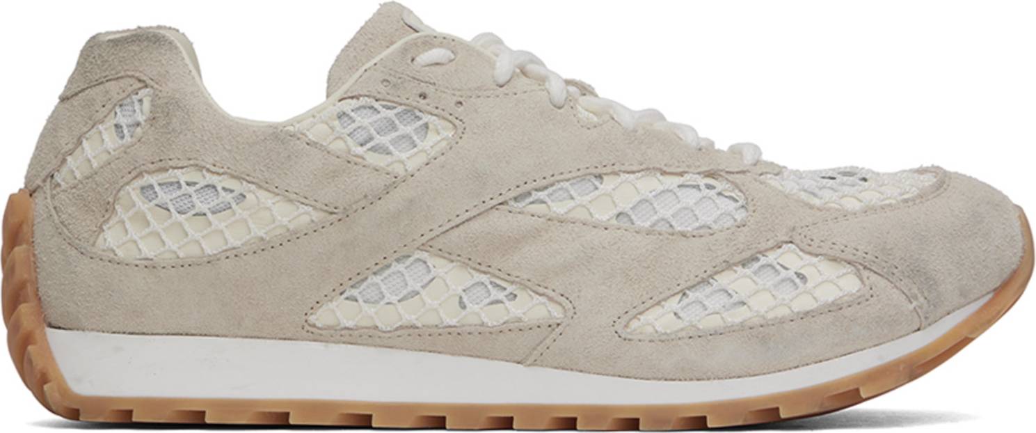 Bottega Veneta Womens Winter Wht Orbit Tonal-panel Net-covered Low-top Trainers - Winter Wht