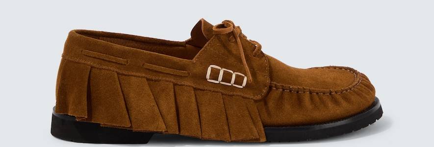 JW Anderson Ruffled Suede Boat Shoes