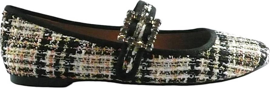 Bibi Lou Rutiga Tweed Ballerinaskor - Tweed