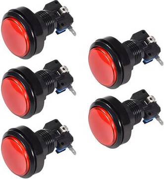 Uxcell Game Button Round LED Push 5pcs Red