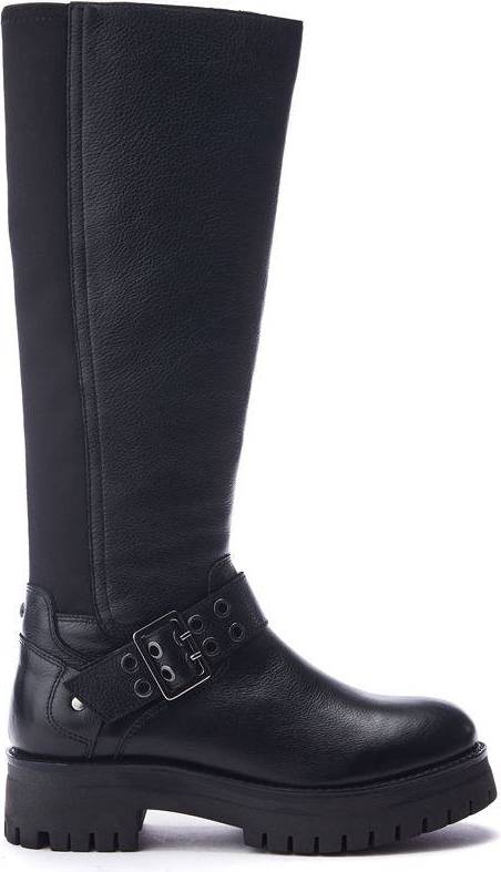 Moda In Pelle Remy Leather Biker Boots - Black