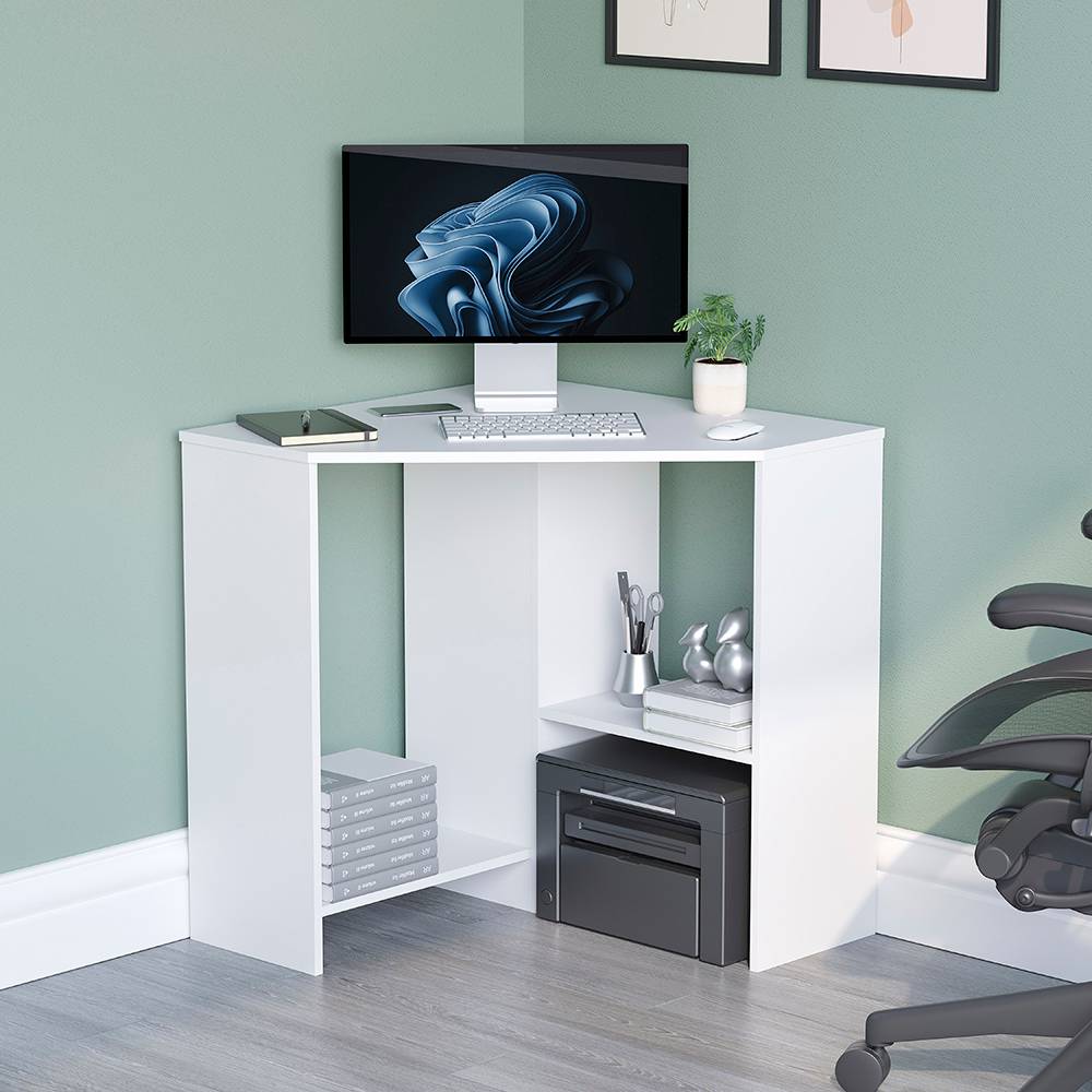 Corner computer desk with storage Vida Designs Hetton Corner Computer Writing Desk