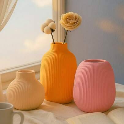 Shein Colorful Ribbed Decorative Vase
