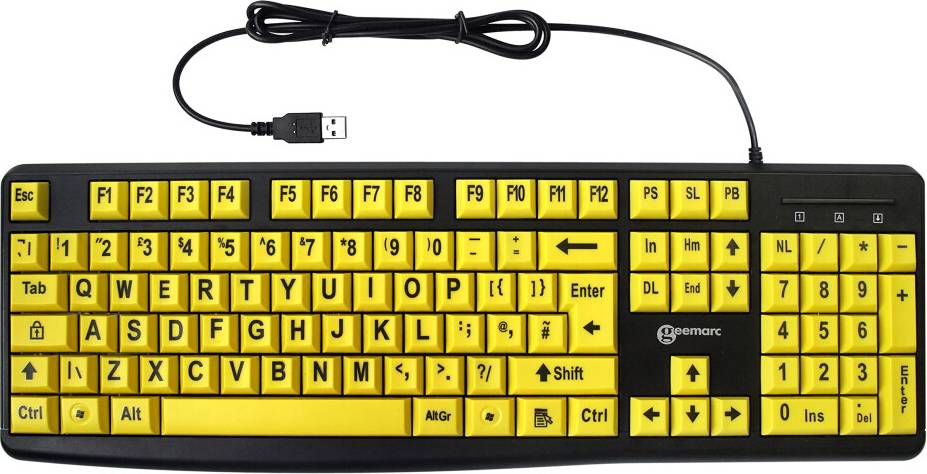 Geemarc Wired Alphanumeric Keyboard Large Black Lettering