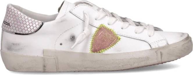 Philippe Model Unika Vita Lädersneakers Rosa Python Detalj - Rosa