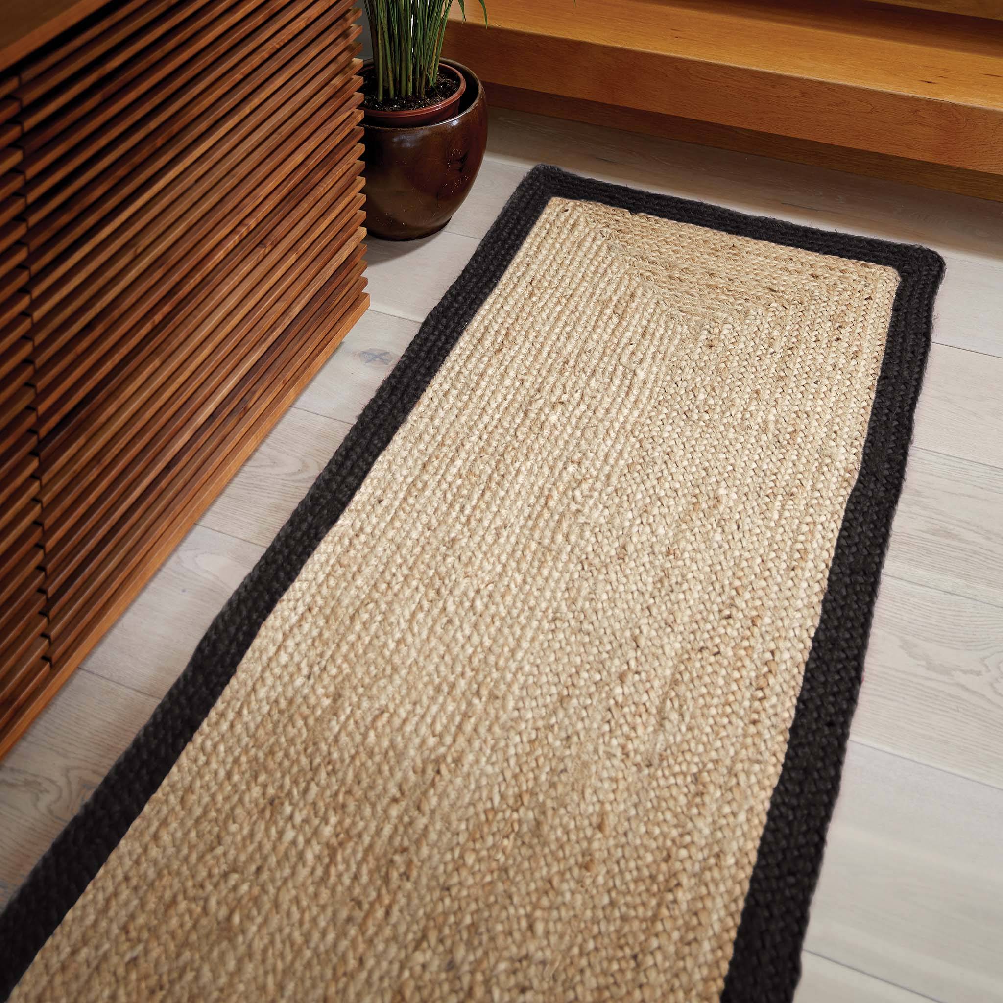 Hug Rug Jute Border Runner Black