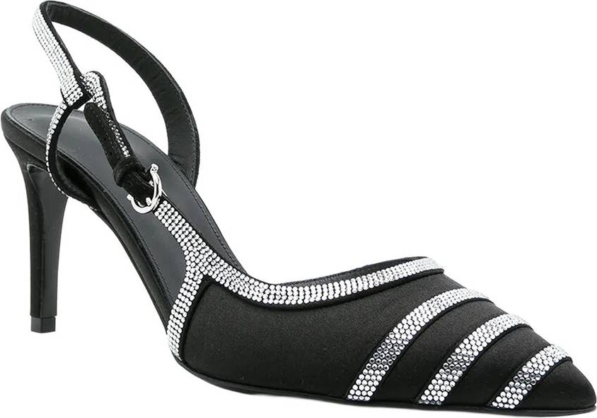 Ferragamo 85Mm Rhinestone Leather Slingback Pump