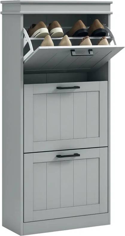 Homcom Slim Storage Cabinet 3 Flip Drawers Shoe Rack