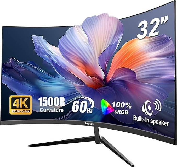 Gawfolk 32 Inch 4K UHD Curved Computer Monitor