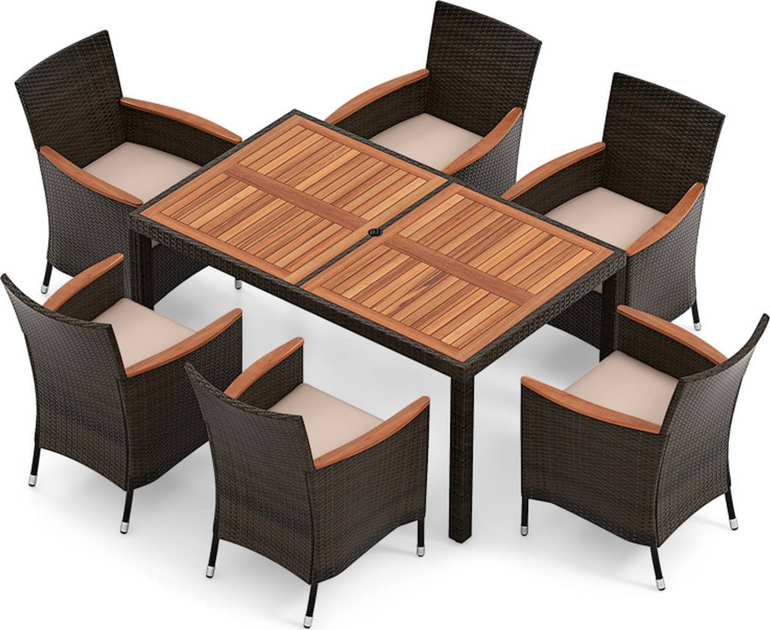 7 pc patio sets Sugift 7-Pc Garden Rattan Patio Dining Set