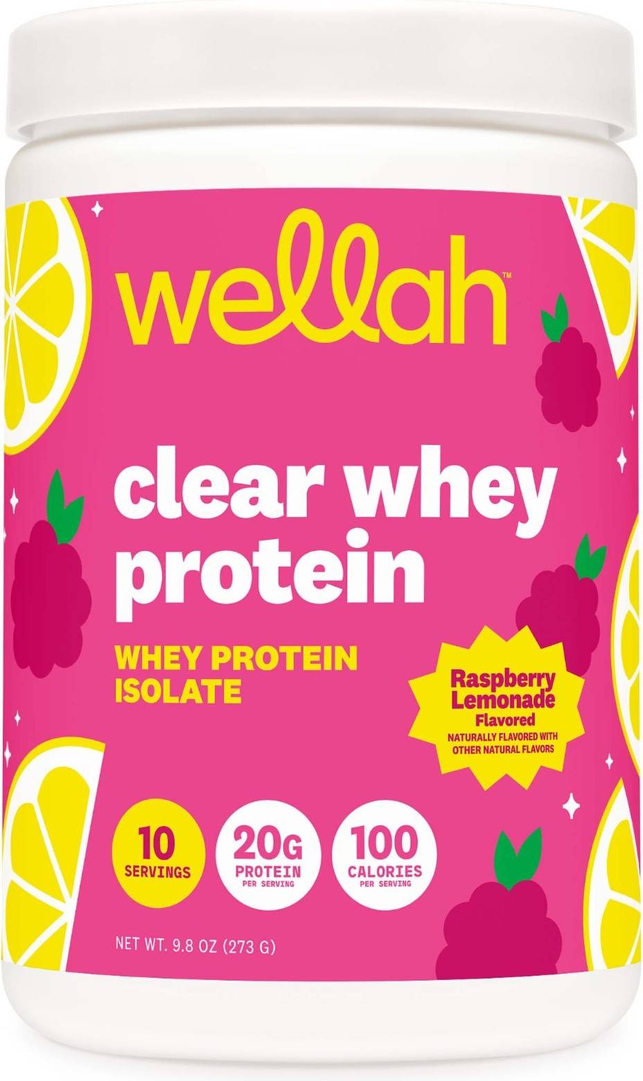 Clear whey protein Wellah Clear Whey Protein Isolate Powder Raspberry Lemonade 10 Servings