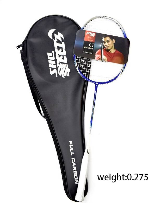DHS Badmintonracket Set Kolfiber Blå