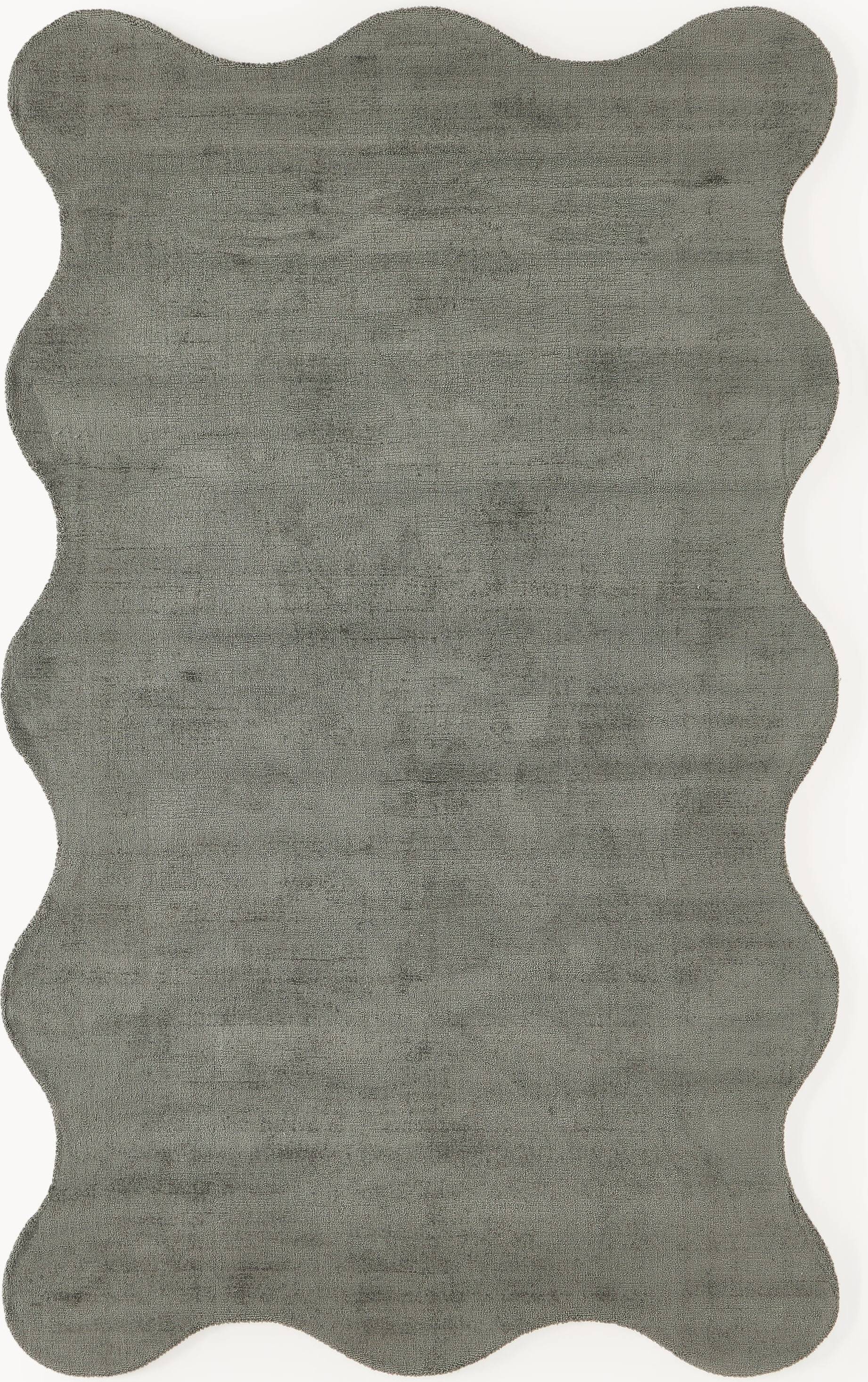 Westwing Collection Hand-Woven Rug Wavy Multicolour, Green