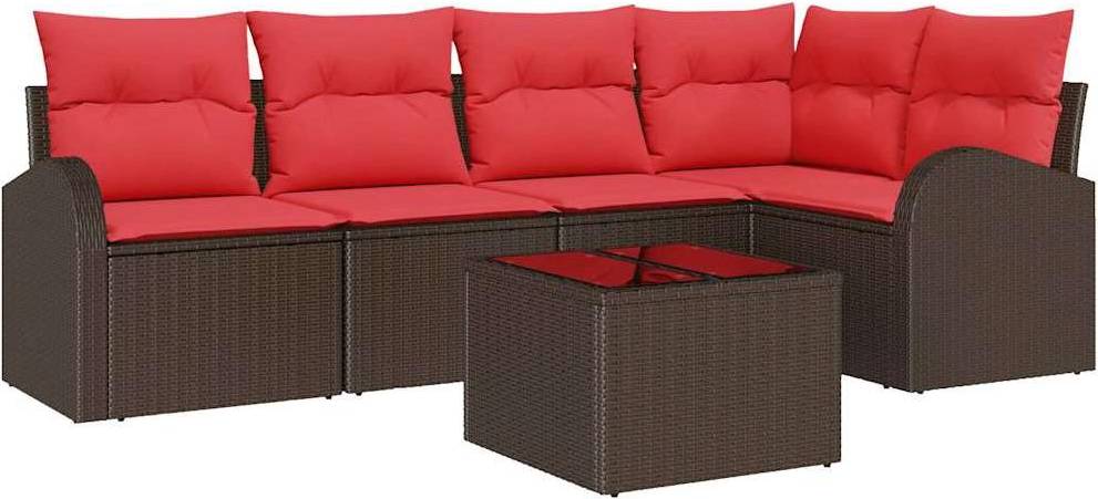 Rattan lounge set Gartensofa Set Braun Poly-Rattan Lounge-Set