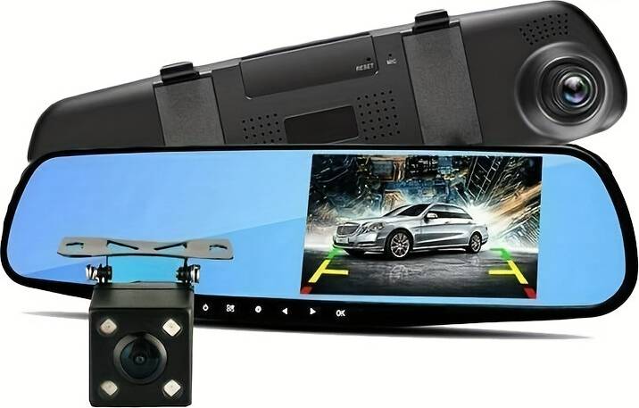 Dashcam dual Car Dashcam Rearview Mirror 4.3 Inch