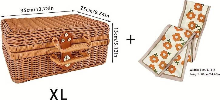 Temu Handmade Rattan Style Woven Storage Box & Basket