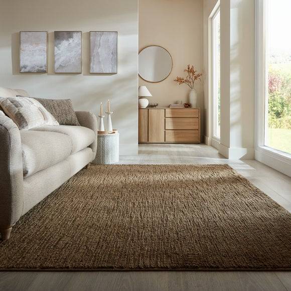 Dunelm Fionn Textured Rug Beige