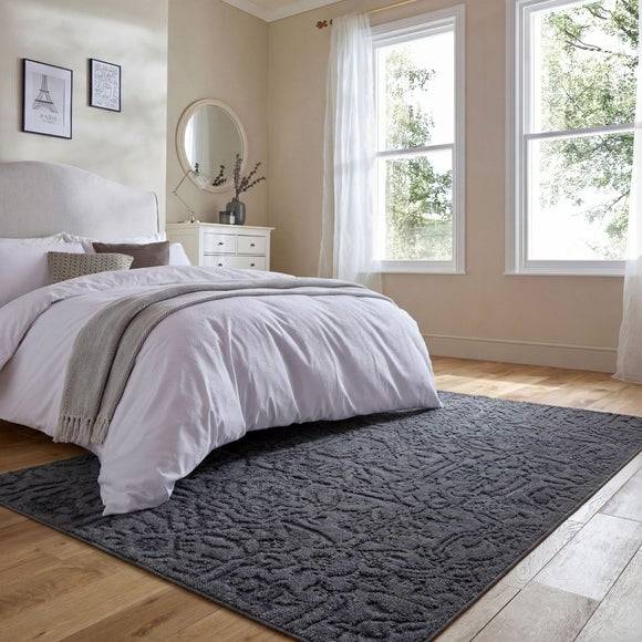 Dunelm Tyra Traditional Rug Silver