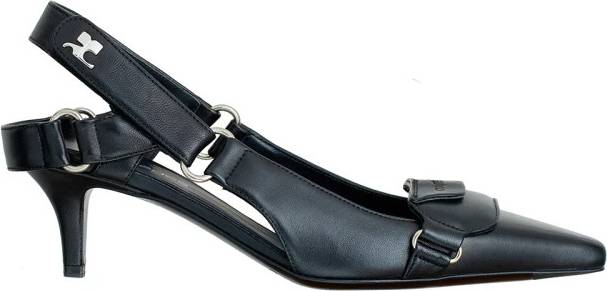Courrèges Racer Pointed Toe Slingback Pumps - Sort