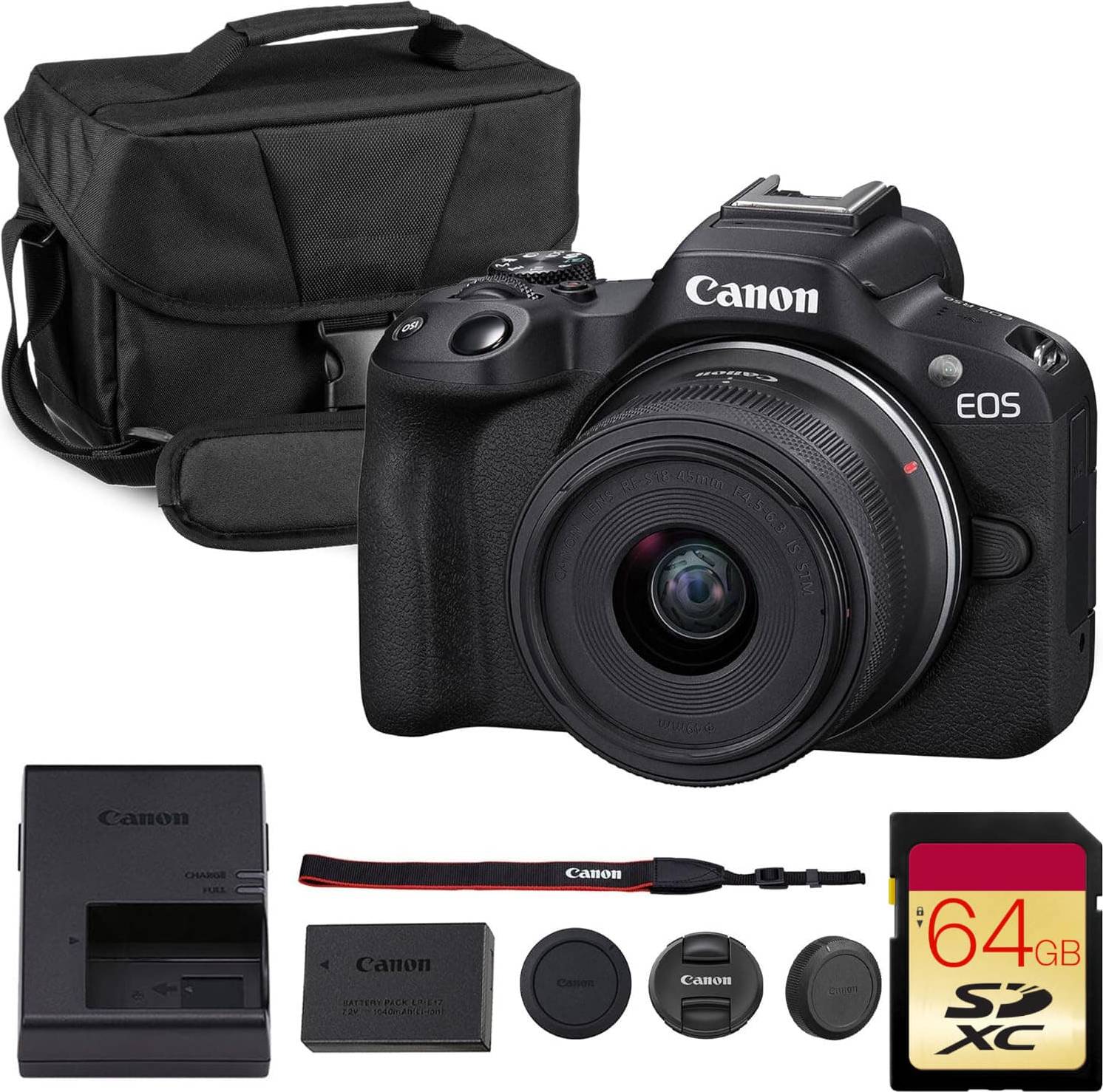 Canon r50 bundle Canon EOS R50 Mirrorless Camera Black Lens Creator Bundle