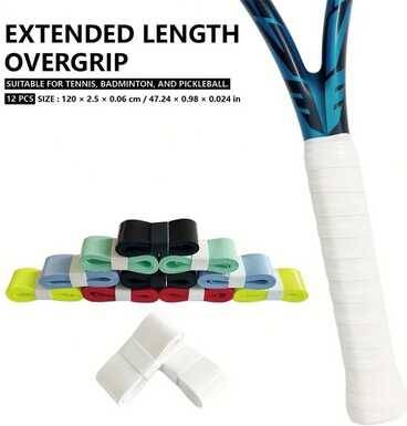 Shein 12pcs White Multicolor Tennis Racket Overgrip