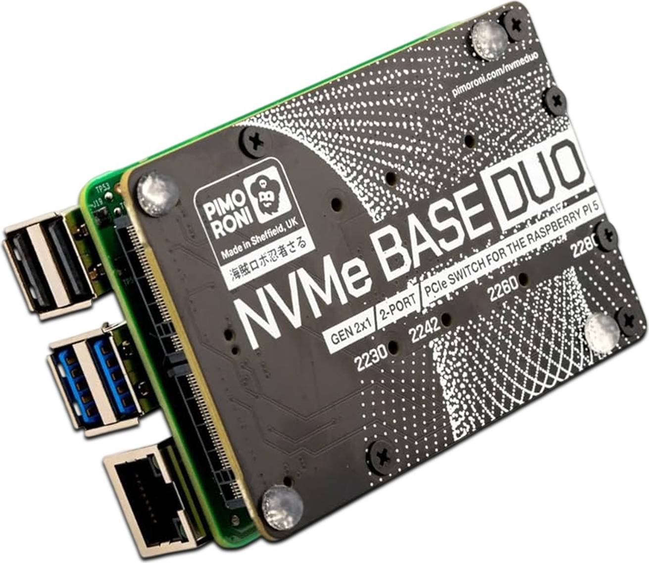 Raspberry pi 2 Pimoroni PIM704 NVMe Base Duo for Raspberry Pi 5 M.2 Hat PCIe Extension Board