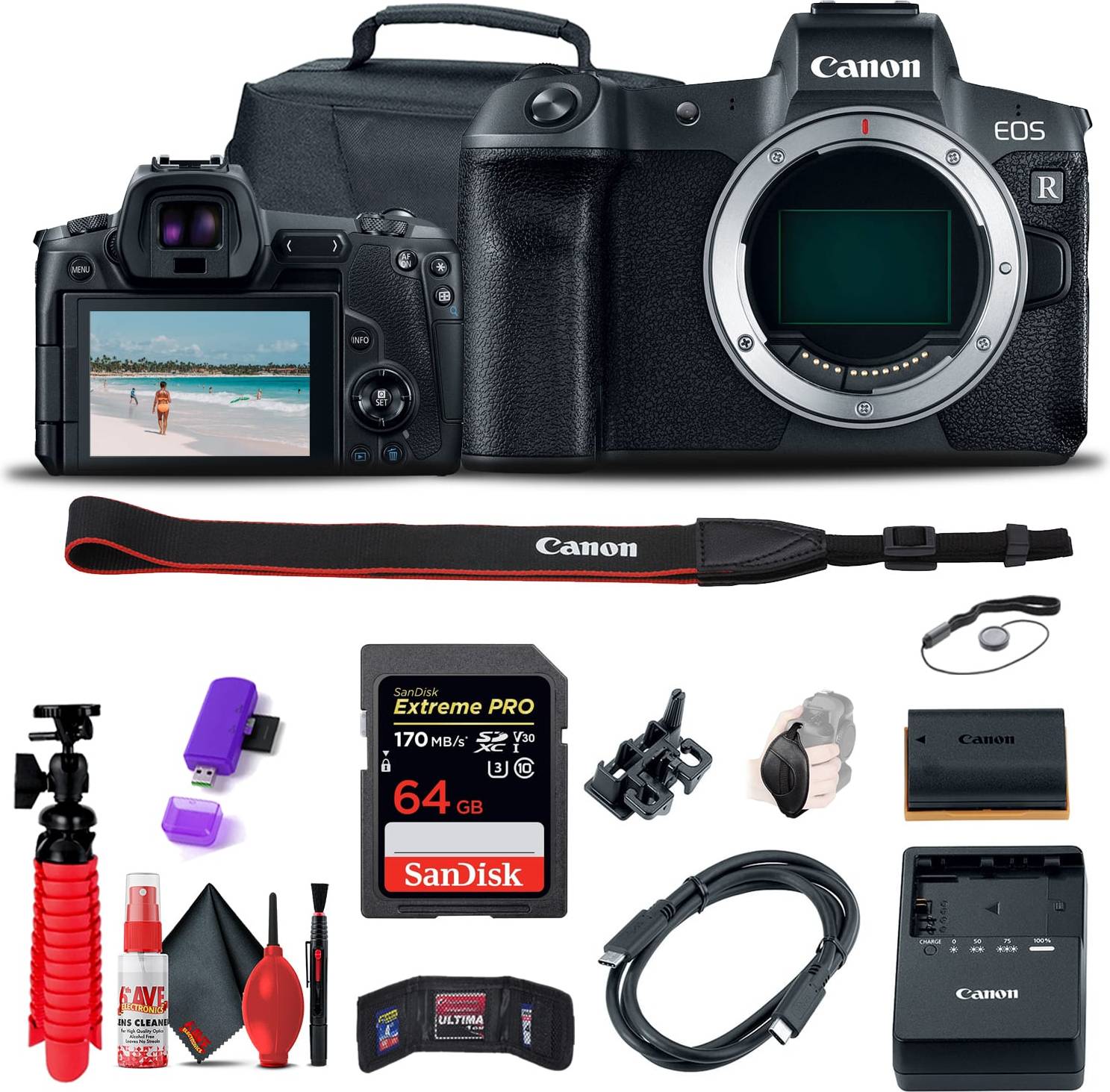 Canon eos r Canon EOS R Mirrorless Digital Camera 64GB Memory Card Base Bundle