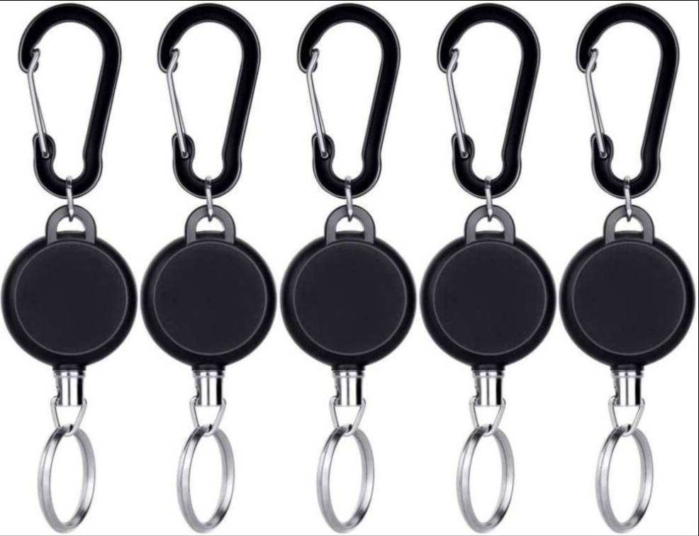 High Elastic Steel Wire Rope Retractable Keychain ID Reel Clip Portable
