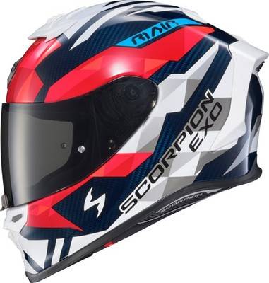 Motorcycle full face helmet Scorpion R1 Air Full Face Helmet Carbon Rastor - Red/Wht/Blue