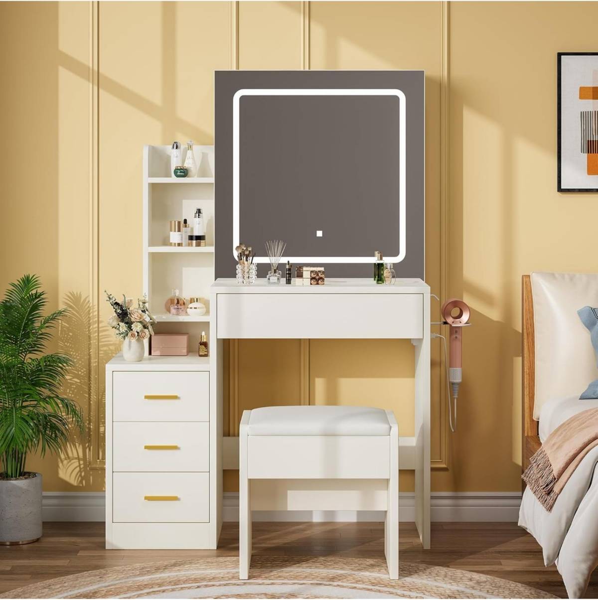 Vanity set with mirror Gaomon Vanity Set Sliding Mirror Dressing Table