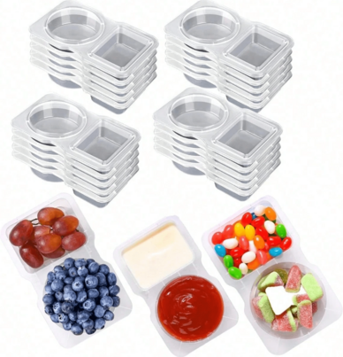 10pcs Reusable Double Layer Condiment Snack Containers