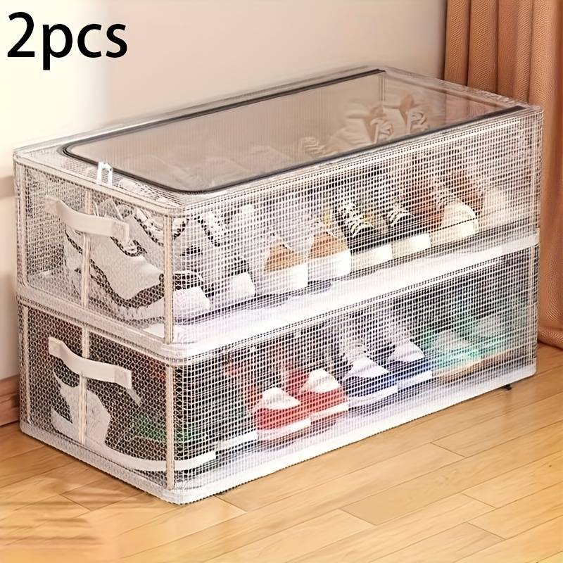 Storage boxes for shelves Temu Modern Rectangular Storage Boxes Shoe Rack 2pcs